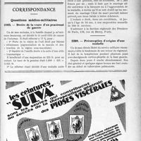 2110 - Page LXVII-2103 - A travers l’officiel. Journées médicales coloniales, du 22 au 31 juillet 1931. Les journées médicales coloniales / Correspondance. Questions médico-militaires. Droits de la veuve d’un pensionné de guerre / Présomption d’origine d’une maladie