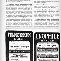2121 - Page 2112-VIII - Dernières nouvelles. Le Banquet de l’Association des anciens élèves de l’Institut d’hygiène de Paris / Exposition coloniale internationale de Paris / Hôpitaux de Lyon / Hôpitaux de Toulouse / Fondation Tomarkin, à Locarno / Voyage d’études au Canada et aux Etats-Unis