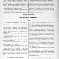 2146 - Page 2137 - Partie scientifique. L'Actualité Scientifique. La Presse. Les réactions vaccinales et poste-vaccinales [(Journ. de médecine et de chirurgie pratiques, 10 janvier 1931.)] / Les Sociétés Savantes. Paris. La vaccination antidiphtérique dans l’armée, (Académie de médecine ; 19-5-31.) / Sur la réforme des études dentaires, (Académie de médecine ; 26-5-31.) / Des causes de la rareté du cancer en Egypte, (Académie de médecine : 19-5-1931.)