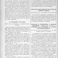 2147 - Page 2138 - Partie scientifique. L'Actualité Scientifique. Les Sociétés Savantes. Paris. Des causes de la rareté du cancer en Egypte, (Académie de médecine : 19-5-1931.) / La rachianesthésie chez l’enfant, (Société de chirurgie ; 4-3-1931.) / Polypes nasaux et sinusites, (Soc. de Méd. de Paris ; 28-2-1931.) / Intérêt de la ponction exploratrice dans les collections�suppurées du pharynx, (Soc. de Méd. de Paris ; 28-2-31) / Erythromélie de Pick-Herxheimer et paraspasme facial bilatéral. Amélioration par la diélèctrolyse (ou ionisation) transcérébrale de magnésium, (Soc. méd. des Hôp. de Paris ; 27-2-1931.)