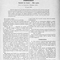 2160 - Page 2151 - Partie professionnelle, Hygiène, Assistance, Mutualité, Intérêts corporatifs, Variétés. Travaux Originaux. L’Actualité Professionnelle. Le contrôle syndical dans l'assurance-maladie [G. Duchesne] / Jurisprudence. Accident du travail. — Mort subite