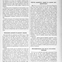 2220 - Page 2211 - Partie scientifique. L’Actualité Scientifique. Les Sociétés Savantes. Lyon. Société nationale de médecine et des Sciences médicales. Abcès pyo-gazeux au cours de l’évolution d’une sacro-coxalgie / Restauration opératoire de paralysie infantile / Néphrectomie sous-capsulaire / Infarctus gangreneux suppuré du poumon poste- appendiculaire / Héminéphrectomie d’un rein en fer-à-cheval lithiasique