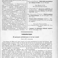 2226 - Page 2217 - Partie scientifique. L’Actualité Scientifique. Les Livres. Les livres qui viennent de paraître… / Thérapeutique. De quelques cardiotoniques et de leur emploi, par le Dr N. Quénée