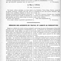 2231 - Page 2222 - Partie professionnelle, Hygiène, Assistance, Mutualité, Intérêts corporatifs, Variétés. Travaux Originaux. L’actualité bibliographique. Essai médico-psychologique sur le Marquis de Sade, Dr Salvator Sarfati [G. Duchesne] / La Muse à l’officine, Dr Jean Valincourt [G. Duchesne] / Médecine des accidents du travail et liberté de prescription [Dr Paul Boudin]