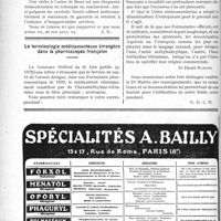 2251 - Page 2242-LVIII - A travers l’officiel. Une visite à l’usine de Boué de la société Nestlé / La terminologie médicamenteuse étrangère dans la pharmacopée française