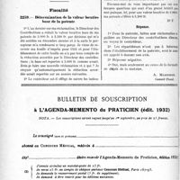 2259 - Page 2250-LXVI - Correspondance. Application du Tarif Maginot. Prix spécial pour la consultation des spécialistes / Fiscalité. Détermination de la valeur locative hase de la patente