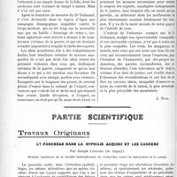 2273 - Page 2264 - Propos du Jour. Un médecin expert victime du devoir. L’attentat dont le Dr Duhamel, d’Agen, a été victime [J. Noir] / Partie scientifique. Travaux Originaux. Le pancréas dans la syphilis acquise et les cancers, par Joseph Leriche