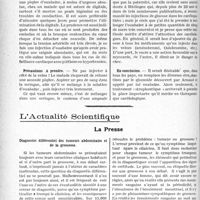 2287 - Page 2278 - Partie scientifique. Travaux Originaux. Dix ans de pratique d’Ouabaïne Arnaud, par le Professeur Schrumpf-Pierron. Le bain carbo-gazeux dans le traitement des hypertendus, d’après le Dr V. Aubertot / L’actualité Scientifique. La Presse. Diagnostic différentiel des tumeurs abdominales et de la grossesse [(Le Journal médical français, janvier 1931)]