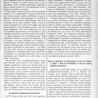 2288 - Page 2279 - Partie scientifique. L’actualité Scientifique. La Presse. Diagnostic différentiel des tumeurs abdominales et de la grossesse [(Le Journal médical français, janvier 1931)] / Le diagnostic biologique de la grossesse [(Le Journal médical français, janvier 1931.)] / Peut-on influencer ou déterminer le sexe de l’enfant à naître ? Peut-on reconnaître le sexe du foetus pendant la grossesse ? [(Le Journal médical français, janvier 1931.)]