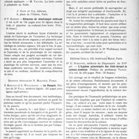 2296 - Page 2287 - Partie scientifique. L’actualité Scientifique. Les Livres. Les grandes endémies tropicales, Vigot frères, éditeurs, Paris / Eléments de séméiologie médicale, par Dr F. Robert, J. Doin et Cie, éditeurs, Paris / Le Panaris, par R. Montant et G. Wallimann, Éditions médicales N. Maloine, Paris / L’hygiène alimentaire des Juifs devant la science moderne, par Dr D. Schapiro, Éditions Crelji, Paris