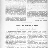 2313 - Page 2304 - Partie professionnelle, Hygiène, Assistance, Mutualité, Intérêts corporatifs, Variétés. Travaux Originaux. La page sans médecine / Faculté de médecine de Paris. Enseignement et actes de la Faculté