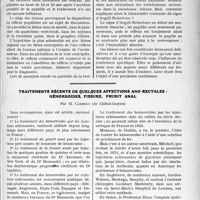 2348 - Page 2339 - Partie scientifique. Travaux Originaux. Clinique ophtalmologique, Hôtel-Dieu. Valeur séméiologique de quelques réflexes oculaires, Professeur F. Terrien / Traitements récents de quelques affections ano rectales hémorroïdes, fissure, prurit anal, par M. Cambiès