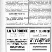 2391 - Page 2382-LXII - A travers l’officiel. Confédération des syndicats médicaux français 95, rue du Cherche Midi, Paris-VI°. L’assurance-maladie sur la frontière belge / Correspondance. Assurances sociales et A.M.G. dans les communes autonomes (article 35 de la loi du 15 juillet 1893)