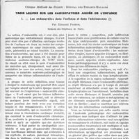 2414 - Page 2405 - Partie scientifique. Travaux Originaux, Clinique Médicale des Enfants : Hôpital des Enfants-Malades. Trois leçons sur les cardiopathies aiguës de l'enfance. Les endocardites dans l’enfance et dans l’adolescence, par Edouard Pichon