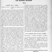 2428 - Page 2419 - Partie scientifique. L'Actualité Scientifique. La Presse. L’opothérapie splénique dans les dermatoses prurigineuses [(Lien médical, mai 1931.)] / Les Sociétés Savantes. Paris. L’hérédité dans le diabète, (Académie de médecine ; 16-6- 1931.) / Sur la prétendue rareté du cancer en Egypte, (Académie de médecine ; 9-6-1931.) / Toxicité et activité de quelques hypnotiques de la série barbiturique, (Académie de médecine ; 16-6-1931.)