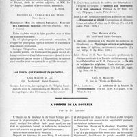 2433 - Page 2424 - Partie scientifique. L'Actualité Scientifique. Les Livres. Comment sont traités les rhumatisants chroniques dans le service central de physiothérapie de l’Hôtel-Dieu de Paris, par H. Dausset, L. H. Dejust, A. Chenilleau. L. Brace.-Gillot. L’expansion Scientifique Française, Paris 1931 / Hommes et bêtes des colonies françaises. Souvenir de l’Exposition coloniale, Éditions De « I’animateur Des Temps Nouveaux » / Les livres qui viennent de paraître.. / A propos de la douleur, par le Dr Lonjon