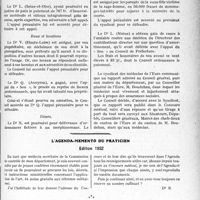 2518 - Page 2509 - Partie professionnelle, Hygiène, Assistance, Mutualité, Intérêts corporatifs, Variétés. Travaux Originaux. Sou médical. Extrait analytique des procès-verbaux du Conseil d'Administration / L'agenda-memento du praticien, Edition 1932 [G. Duchesne]