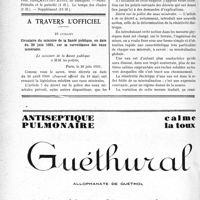 2541 - Page 2532-VIII - Dernières nouvelles. Aesculape / A travers l’officiel. Circulaire du ministre de la Santé publique, en date du 20 juin 1931, sur la surveillance des eaux minérales