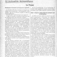 2557 - Page 2548 - Partie scientifique. Travaux Originaux. La clinique mentale au goût du jour. La strychnine à hautes doses, spécifique des délires alcooliques, d’après Mm. Ph. Pagniez et P. Chaton / L'Actualité Scientifique. La Presse. Prophylaxie et traitement spécifique de la coqueluche [(Le Progrès médical, 31 janvier 1931.)] / Etude clinique et médico-légale des paralysies poste-sérothérapiques [(Toulouse médical, 15 janvier 1931.)] / L’oeil de l’hypertendu [(La Médecine, janvier 1931.)]