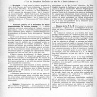 2583 - Page 2574 - Partie professionnelle, Hygiène, Assistance, Mutualité, Intérêts corporatifs, Variétés. Reportage professionnel. Nouvelles et Informations. Nécrologie [Docteurs Blaise, Vallais, Boyé, Roure, Lemoine, Leroux, Paul Gandy, Adrien Duffo, Lecreux, Issalène, Thomassian] / Assemblée générale de la Fédération des filiales départementales de l’oeuvre Grancher / Bordeaux / Chemins de fer P. L. M