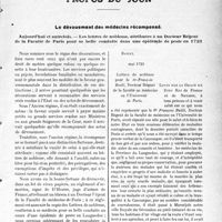 2608 - Page 2599 - Propos du jour. Le dévouement des médecins récompensé. Aujourd’hui et autrefois. — Les lettres de noblesse, attribuées à un Docteur Régent de la Faculté de Paris pour sa belle conduite dans une épidémie de peste en 1723