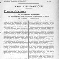 2610 - Page 2601 - Propos du jour. Le dévouement des médecins récompensé. Aujourd’hui et autrefois. — Les lettres de noblesse, attribuées à un Docteur Régent de la Faculté de Paris pour sa belle conduite dans une épidémie de peste en 1723 / Partie scientifique. Travaux Originaux. Les endocardites secondaires ou associées aux malformations congénitales du coeur, par le Professeur P. Lereboullet