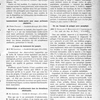2622 - Page 2613 - Partie scientifique. L’Actualité Scientifique. Les Sociétés Savantes. Paris. Les périsinusites nasales. Leurs troubles. Traitement par roentgenthérapie à doses faibles, (Académie de médecine ; 7-7-1931.) / Laminectomie lombo-sacrée pour maux perforants plantaires, (Société de chirurgie22-4-1931) / A propos du traitement des panaris, (Société de chirurgie', 15-4-1931) / Embolectomie et artériectomie dans les thromboses oblitérantes, (Société de chirurgie ; 15-4-1931.) / Valeur du rapport azotémique pour le diagnostic de l’insuffisance hépatique, (Soc. méd. des hôp. de Paris ; 27-3-1931.) / Un cas français de pellagre avec paraplégie, (Soc. méd. des hôp. de Paris ; 17-4-1931.)
