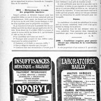 2649 - Page 2640-LII - Correspondance. Questions fiscales. Taxation d'office eü cas d’absence de déclaration / Déclaration des revenus des propriétés foncières / Conditions requises pour pouvoir obtenir une réduction de la contribution foncière
