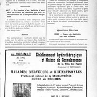 2654 - Page LVII-2645 - Correspondance. Accidents du Travail. Honoraires d’une visite effectuée pour une assurance / La remise d’un bulletin d’accident au blessé ne constitue pas une reconnaissance de la responsabilité du patron / Questions diverses. Cours des intérêts sur une créance