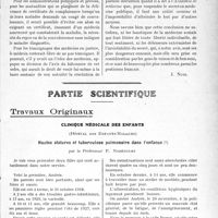 2670 - Page 2661 - Propos du jour. L’avenir du secret médical / Partie scientifique. Travaux Originaux. Clinique médicale des enfants, (Hôpital des Enfants-Malades). Hautes statures et tuberculose pulmonaire dans l'enfance, par le Professeur P. Nobécourt