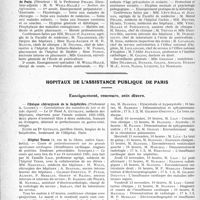 2705 - Page 2696 - Partie professionnelle, Hygiène, Assistance, Mutualité, Intérêts corporatifs, Variétés. Faculté de médecine de Paris. Enseignement et actes de la Faculté / Hôpitaux de l’assistance publique de Paris. Enseignement, concours, avis divers