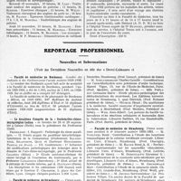 2706 - Page 2697 - Partie professionnelle, Hygiène, Assistance, Mutualité, Intérêts corporatifs, Variétés. Hôpitaux de l’assistance publique de Paris. Enseignement, concours, avis divers / Reportage professionnel. Nouvelles et Informations. Faculté de médecine de Bordeaux / Le deuxième Congrès de la « Societa Oto-rhino-laryngologica Latina » / Faculté de médecine de Strasbourg / Faculté de médecine de Strasbourg