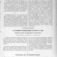 2744 - Page 2735 - Partie scientifique. Travaux Originaux. Essai historique sur l'asthénie nerveuse, par R. Benon / La clinique phtisiologique au goût du jour. Comment traiter les hémoptysies tuberculeuses, d’après Mm. G. Caussade et A. Tardieu. Traitement des hémoptysies légères