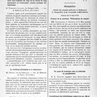 2750 - Page 2741 - Partie scientifique. L'Actualité Scientifique. Les Sociétés Savantes. Paris. L’argent colloïdal irradié dans les affections génito-urinaires à coli-bacilles, (Soc. de thérapeutique de Paris ; 11-3-1931.) / De l’existence d’un système glandulaire, et des injections sous-cutanées de rang ou de sérum de sang glandulaire ou d’hormones, comme méthode thérapeutique, (Soc. de Médecine de Paris ; 25-4-1931.) / Le certificat prénuptial et le laboratoire, (Soc. de Médecine de Paris ; 25-4-1931.) / Héliothérapie et tuberculose pulmonaire, (Soc. de méd. de Paris ; 25-4-1931.) / Montpellier. Société des sciences médicales et biologiques de Montpellier et du Languedoc méditerranéen / Séance du 15 mai 1931