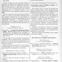 2753 - Page 2744 - Partie scientifique. L'Actualité Scientifique. Les Livres. La gymnastique oculaire. Traitement de la myopie et du strabisme par la méthode du Dr Roger d’Ansan (de New-York), par Amédée Legrand, éditeur, Paris, 6e / La goutte. Son mécanisme. Son traitement, par D. Critzman, Librairie O. Doin, Paris, 6e / Vingt ans d’hygiène à Dijon, 1908-1927, par Dr G. Zipfel, Imprimerie Vve P. Berthier, Dijon / La gastronomie pour les malades au régime / Les livres qui viennent de paraître...