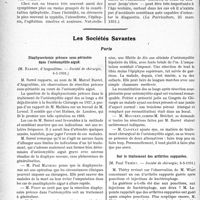 2817 - Page 2808 - Partie scientifique. L’actualité Scientifique. La Presse. L’inhibition mentale chez l’enfant est souvent la cause de retards scolaires [(La Puériculture, 25 mars 1931.)] / Les Sociétés Savantes. Paris. Diaphysectomie précoce sous-périostée dans l’ostéomyélite aiguë, (Société de chirurgie, 6-5-1931.) / Sur le traitement des arthrites suppurées, (Société de chirurgie ; 6-5-1931.)