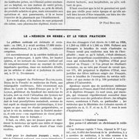 2830 - Page 2821 - Partie professionnelle, Hygiène, Assistance, Mutualité, Intérêts corporatifs, Variétés. Travaux Originaux. Hôpitaux et maisons de santé. Délivrance de médicaments aux hospitalisés [Dr Paul Boudin] / Le " médecin en herbe " et le vieux praticien [G. Fischer]