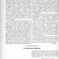 2837 - Page 2828 - Partie professionnelle, Hygiène, Assistance, Mutualité, Intérêts corporatifs, Variétés. Travaux Originaux. Variétés bibliographiques. Fontainebleau [J. Noir] / La page sans médecine