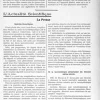 2878 - Page 2869 - Partie scientifique. Travaux Originaux. La clinique gynécologique au goût du jour. Vierges, comme Jeunes femmes, peuvent présenter des hémorragies génitales, dont il importe de préciser la cause, afin d’éviter toute erreur de thérapeutique, d’après le Dr A. Siredey. Le traitement des hémorragies / L'Actualité Scientifique. La Presse. Néphrites bismuthiques [(Paris médical, 7 mars 1931.)] / De la vaccinothérapie préopératoire des fibromes utérins infectés [(Lyon médical, 15 mars 1931.)]