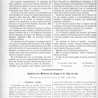 2907 - Page 2898 - Partie professionnelle, Hygiène, Assistance, Mutualité, Intérêts corporatifs, Variétés. Comptes rendus, documents, pièces officielles. Syndicat des Médecins du Sud-Finistère, Compte rendu de l'Assemblée générale du 17 mai 1931 / Syndicat des Médecins du Bugey et du Pays de Gex, Réunion du .syndicat du 14 Juin 1931, à Divonne