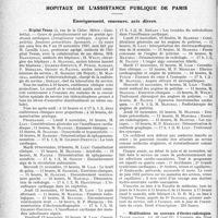 2909 - Page 2900 - Partie professionnelle, Hygiène, Assistance, Mutualité, Intérêts corporatifs, Variétés. Faculté de médecine de Paris. Enseignement et actes «de la Faculté / Hôpitaux de l’assistance publique de Paris. Enseignement, concours, avis divers
