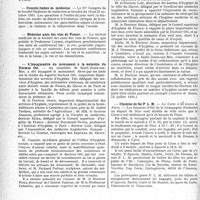 2911 - Page 2902 - Partie professionnelle, Hygiène, Assistance, Mutualité, Intérêts corporatifs, Variétés. Reportage professionnel. Nouvelles et Informations. IIe Congrès international de pathologie comparée / Congrès homéopathique international / Congrès italien de médecine / Médecins amis des vins de France / L’inauguration du monument à la mémoire du Docteur Ott / Chemins de fer P. L. M