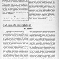2948 - Page 2939 - Partie scientifique. Travaux Originaux. La clinique obstétricale au goût du jour. Dans quelles conditions l’avortement thérapeutique peut-il être autorisé ?, d’après le Professeur F. Heger-Gilbert. Les hémorragies utérines / L'Actualité Scientifique. La Presse. Pathogénie de la pneumonie franche [(Le Journal médical français, mars 1931.)]