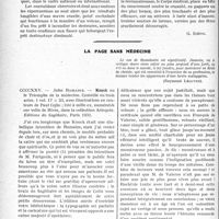 2963 - Page 2954 - Partie professionnelle, Hygiène, Assistance, Mutualité, Intérêts corporatifs, Variétés. Travaux Originaux. Assurances sociales et A.M.G. Du règne de la cruauté [G. Ichok] / La page sans médecine