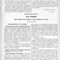 3025 - Page 3016 - Partie scientifique. L’Actualité Scientifique. Les Sociétés Savantes. Paris. Société Odontologique de France, Séance du 26 mai 1931 / Les Congrès. XXXVe Congrès des Aliénistes et Neurologistes de France, (Suite et fin). Communications de neurologie. Sclérose tubéreuse à forme familiale et héréditaire / Réflexe tonodynamique des doigts de la main et signe de Babinski, par M. Pailhas