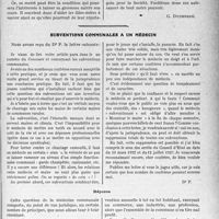 3030 - Page 3021 - Partie professionnelle, Hygiène, Assistance, Mutualité, Intérêts corporatifs, Variétés. Travaux Originaux. L’Actualité Professionnelle. Quelques cas de responsabilité professionnelle. La transfusion sanguine et la syphilis. — La sérothérapie anti-tétanique retardée. Les déclarations de naissances clandestines [G. Duchesne] / Subventions communales à un médecin