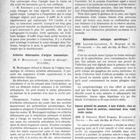 3087 - Page 3078 - Partie scientifique. L’Actualité Scientifique. Les Sociétés Savantes. Paris. Corps étrangers du duodénum, (Société de chirurgie ; 27-5 et 3-6 1931.) / Arthrites déformantes d’origine traumatique, (Société de chirurgie ; 27-5-1931.) / Myotonie à forme méningée, par poussée d’azotémie avec hypochlorémie, (Soc. méd. des hôp. de Paris ; 15-5-1931.) / Spirochétose méningée anictérique, (Soc. méd. des hôp. de Paris ; 15-5-1931.) / Cancer primitif du poumon, à type d’abcès, chez un ancien blessé de poitrine, conservant deux éclats restés inclus, (Soc. méd. des hôp. de Paris ; 15-5-1931.)