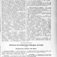 3114 - Page 3105 - Partie professionnelle, Hygiène, Assistance, Mutualité, Intérêts corporatifs, Variétés. Faculté de médecine de Paris. Enseignement et actes de la Faculté / Hôpitaux de l’assistance publique de Paris. Enseignement, concours, avis divers