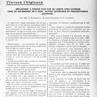 3142 - Page 3133 - Partie scientifique. Travaux Originaux. Réflexions à propos d’un cas de lobite avec caverne chez un nourrisson de 6 mois ; action favorable du pneumothorax artificiel, par Mm. G. Blechmann, M. Léon-Kindberg et P. Cottenot