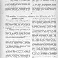 3155 - Page 3146 - Partie scientifique. Travaux Originaux. Au chevet des patients. Le déclenchement du travail par la quinine, associée à l’extrait hypophysaire / Thérapeutique du rhumatisme articulaire aigu. Médication salicylée. Manifestations essentielles de la maladie de Bouillaud, cardiopathies exceptées